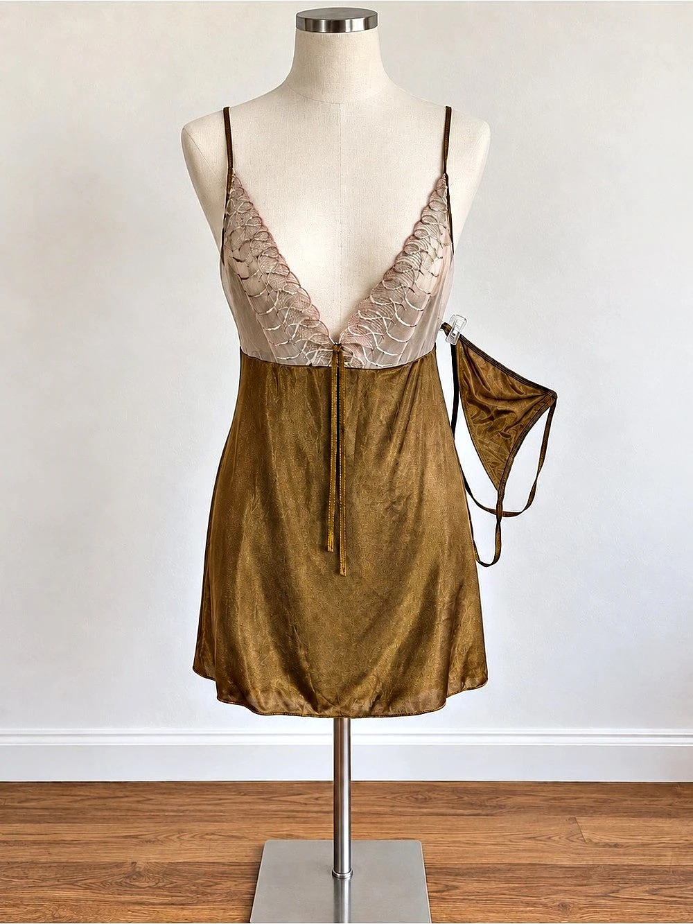 Shamah Mini Slip Dress in Brown & Pink Size Medium NWT